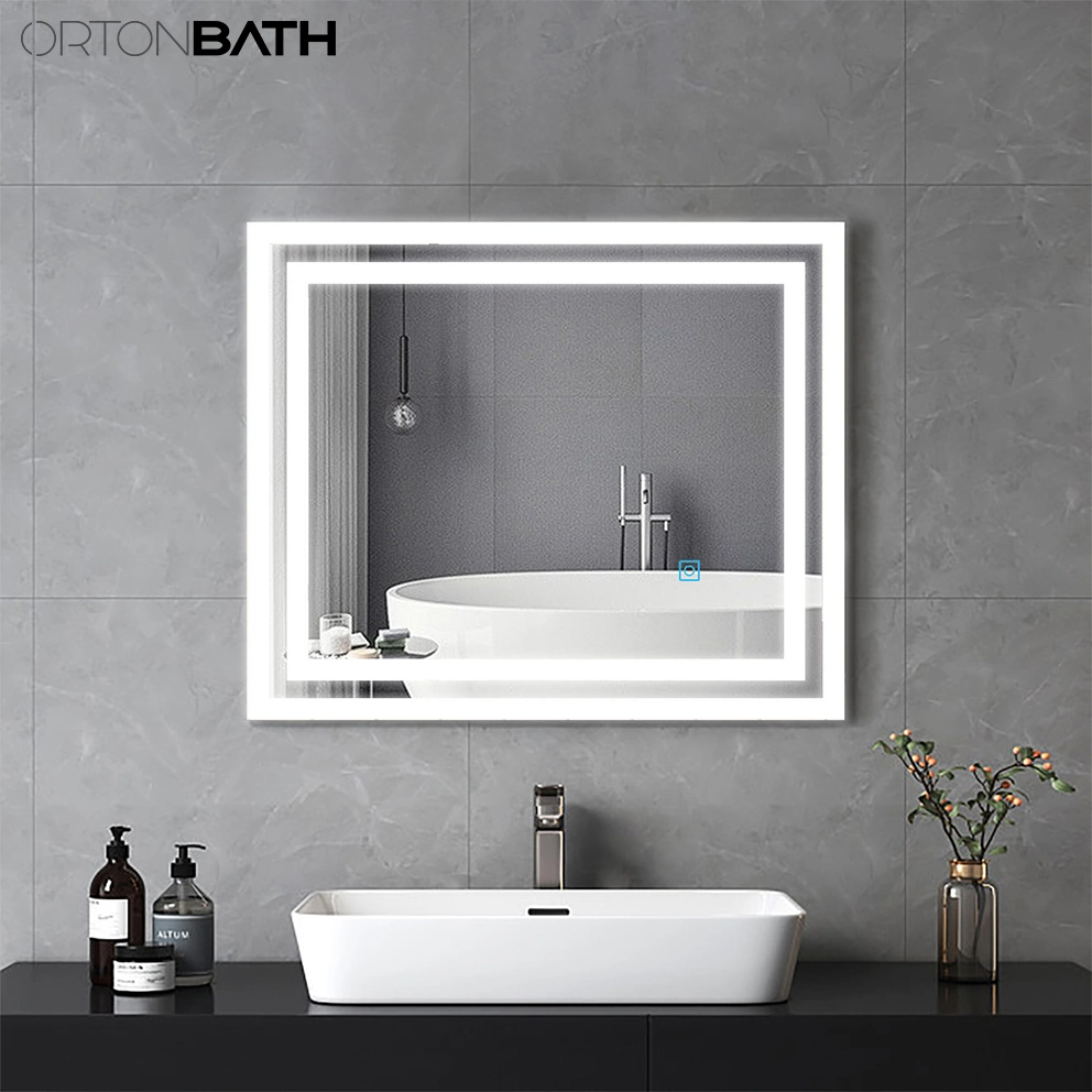 Ortonbath LED Bathroom Mirror with Front and Backlight, Stepless Dimmable Wall Mirrors with Anti-Fog, Memory Smart Mirror