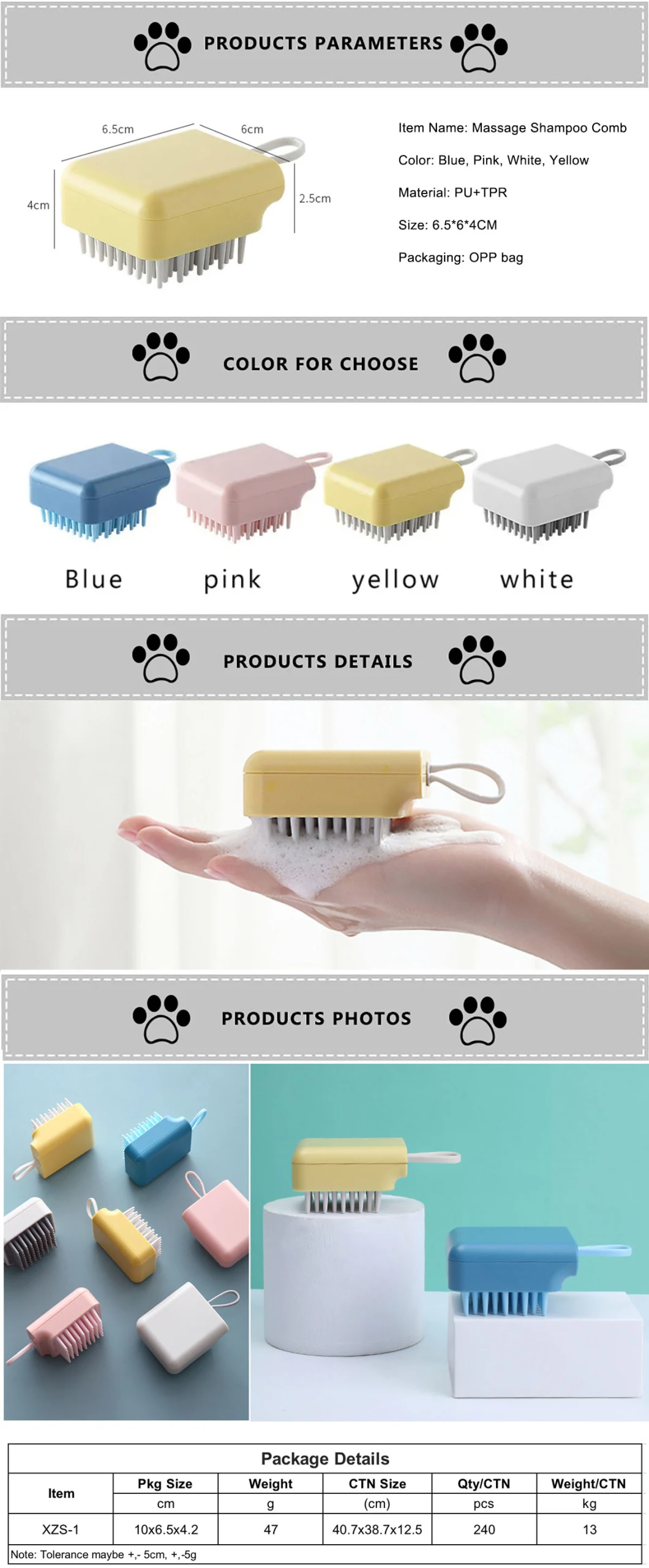 Pet Brushes Bath Massage Brush Shampoo Dispenser Dog Grooming Silicone Shower Brush Body Scrubbers for Cat Pets Bathing Products