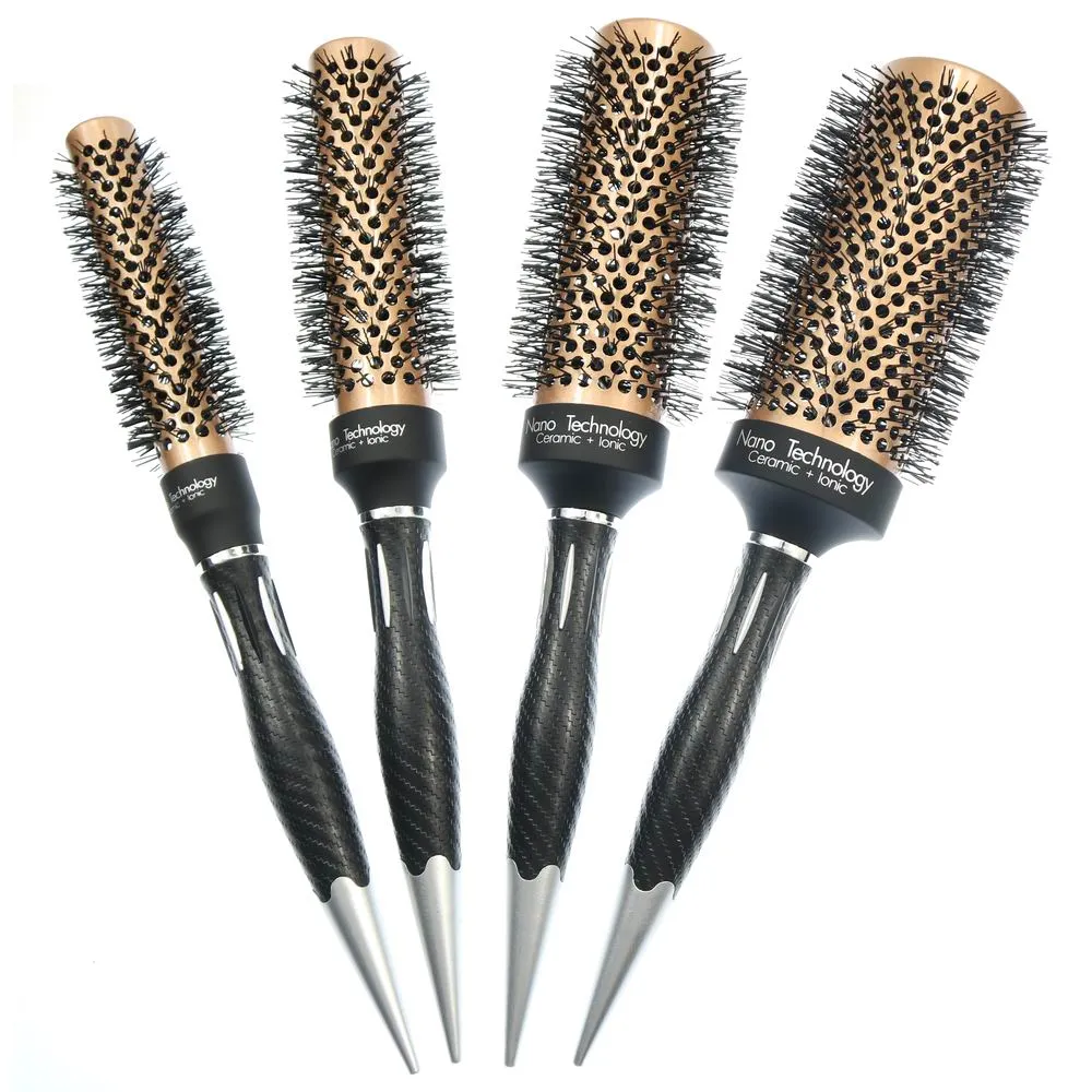 Manufacture Price Extra Long Ceramic Barrel Heat Resistant Nylon Bristle Round Hair Brushes