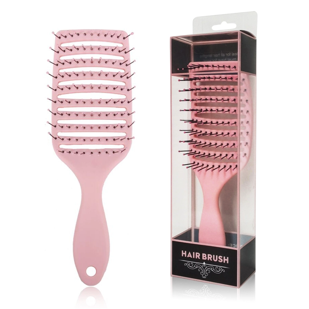 Custom Logo Plastic Designer Pink Black Medium Men 100% 360 Hard Bristle Curved Hair Massage Brush Vent Wave Brushes