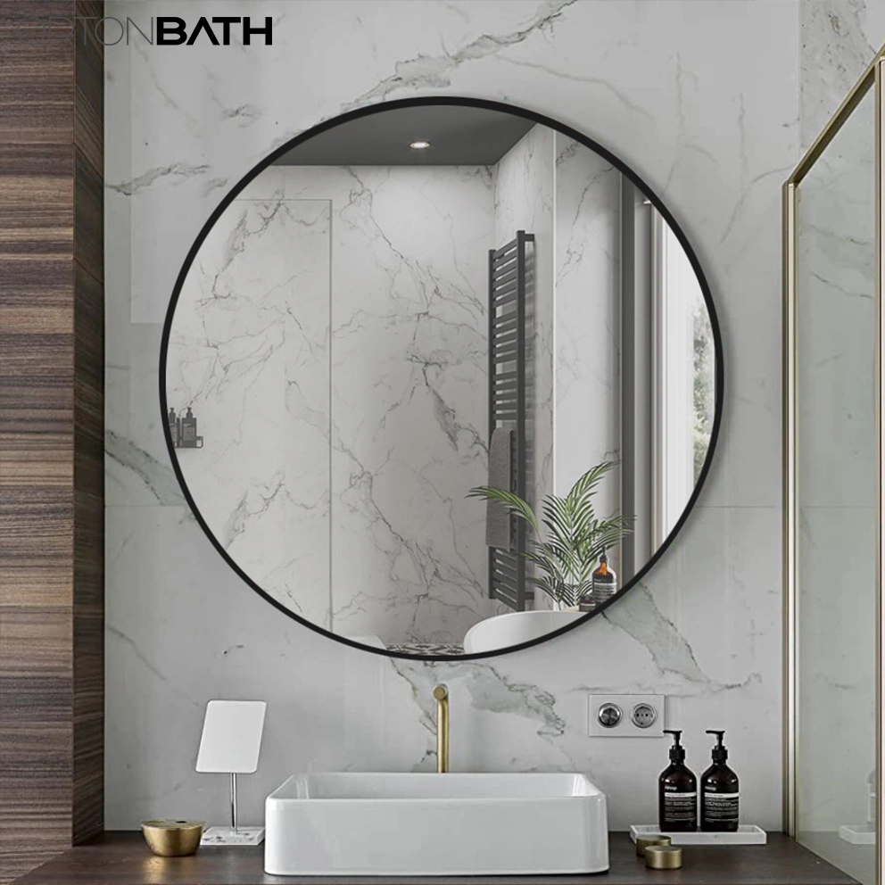 Ortonbath Black Round Mirror, Wall Mounted Circle Mirror with Metal Frame, Suitable for Bathroom, Vanity, Entryway, Living Room