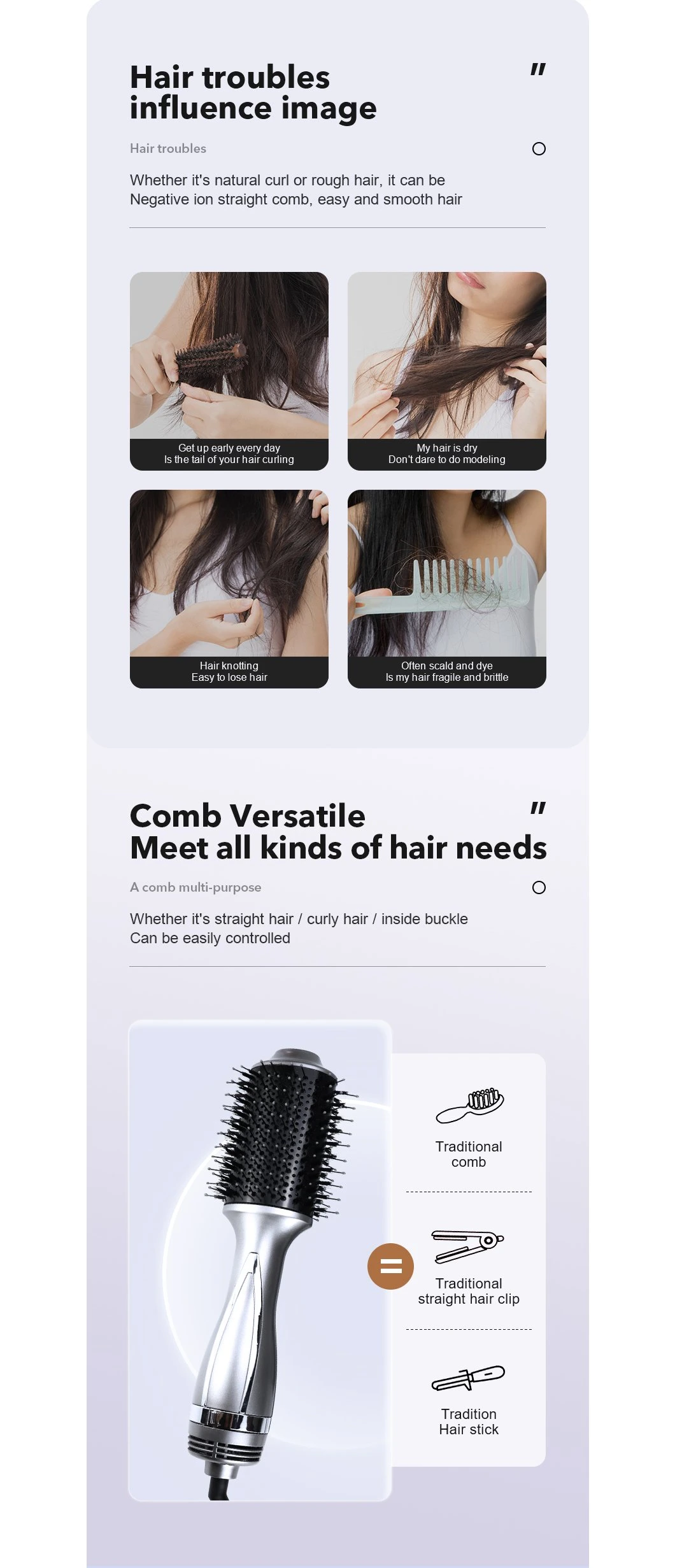Customized High Technology Electric Personal Hair Care Massage Comb for Straighten Dried Hair Hair Comb