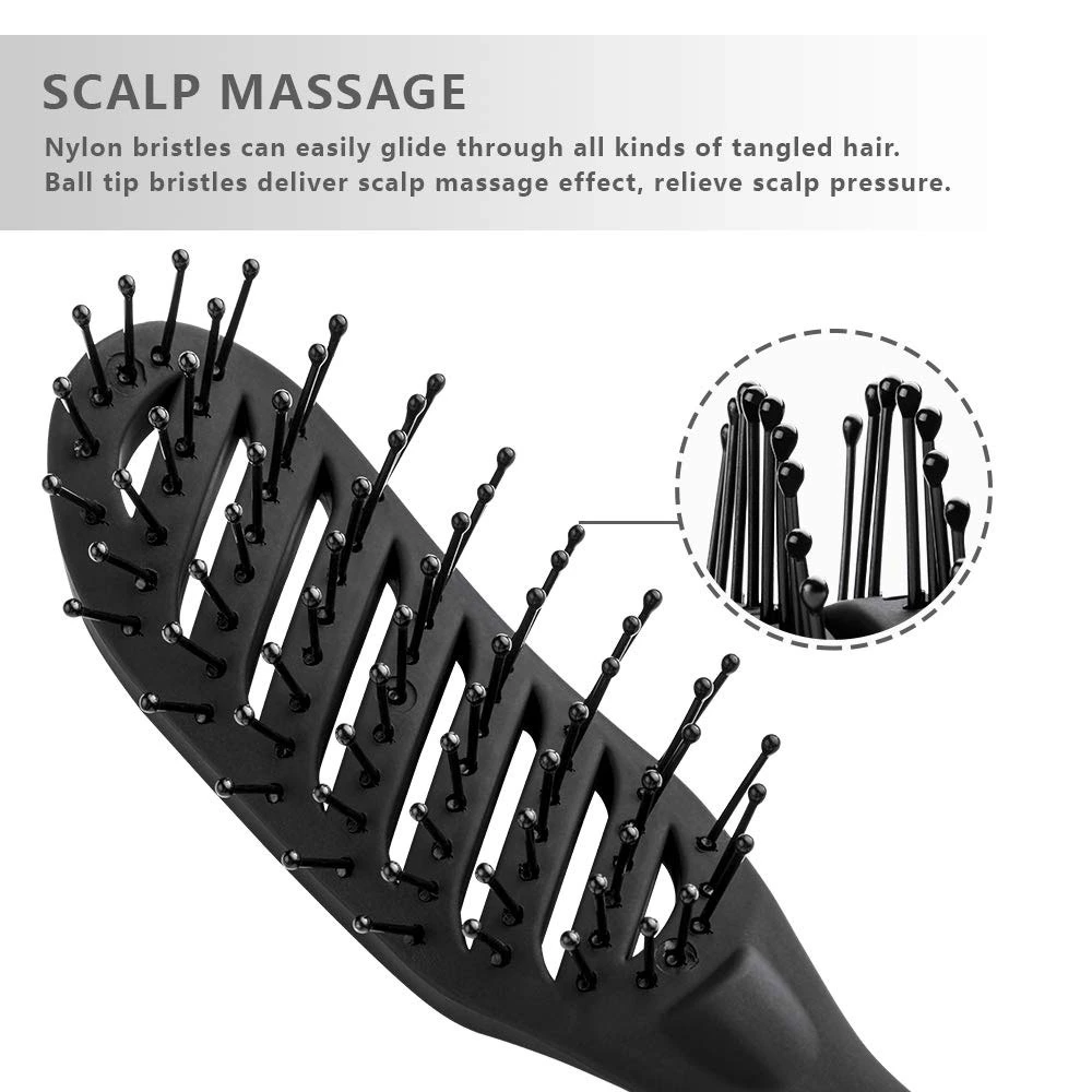 Curved Vent Blow Drying Styling Salon Detangling Hair Brush for Short Thick Tangles Hair Both Suitable for Men and Women