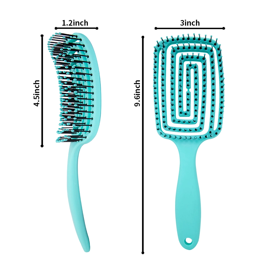 Wholesale Top Quality Curved Vented Detangling Hair Brush with Flexible Ball-Tipped Pins for Curly Wet Hair