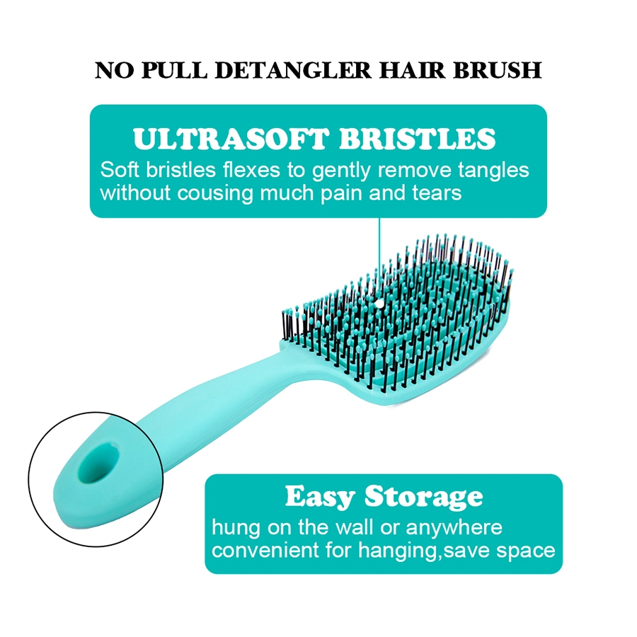 Wholesale Top Quality Curved Vented Detangling Hair Brush with Flexible Ball-Tipped Pins for Curly Wet Hair