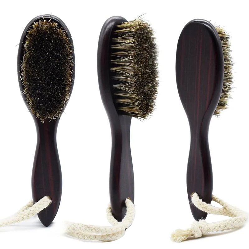 Wood Bristle Cleaning Brush Hairdressing Men Beard Brush Anti Static Barber Hair Styling Comb Shaving Tools New Wooden Handle