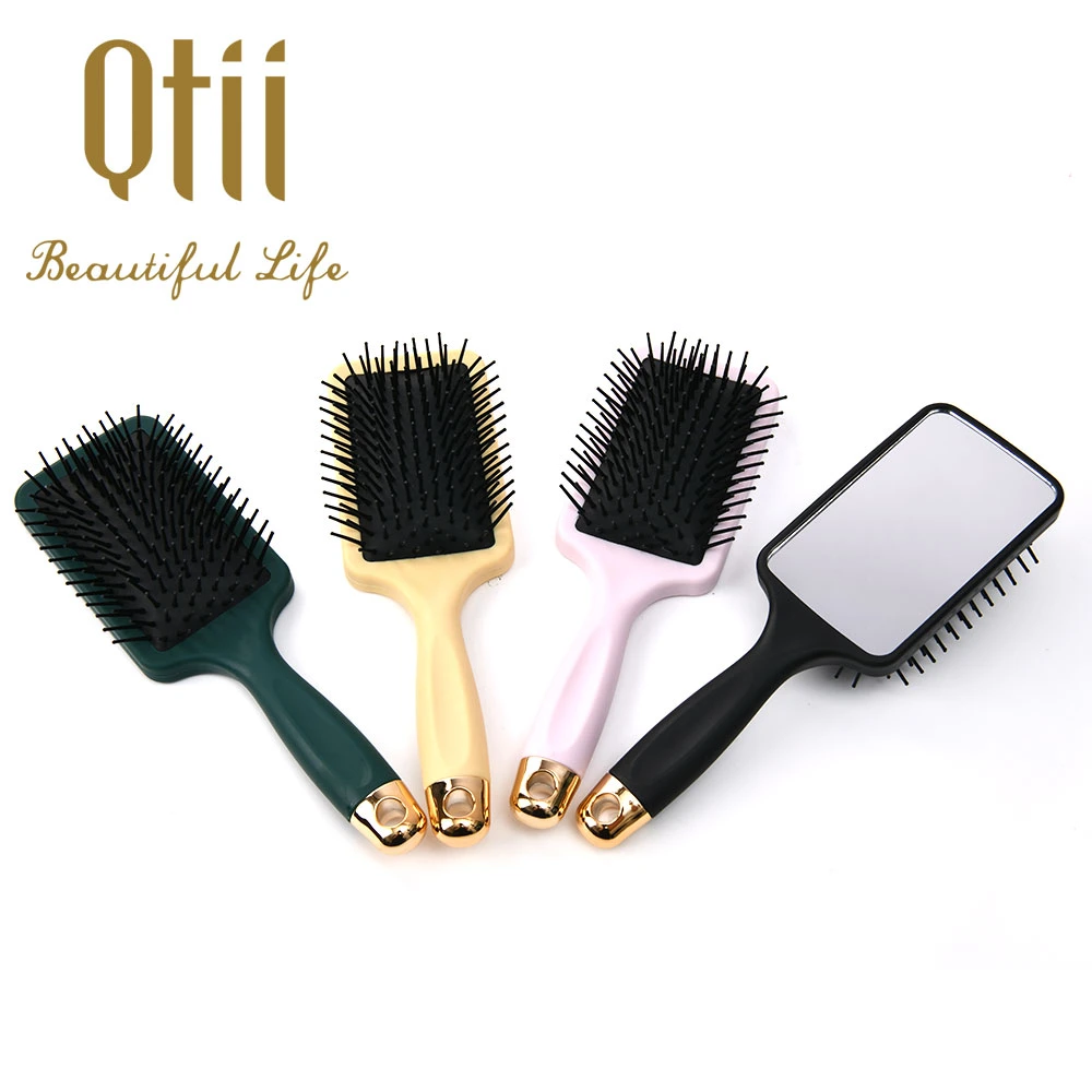 Fashion Air Cushion Paddle Shape Hair Brush Back Side with Mirror Bottom for All Hair Types