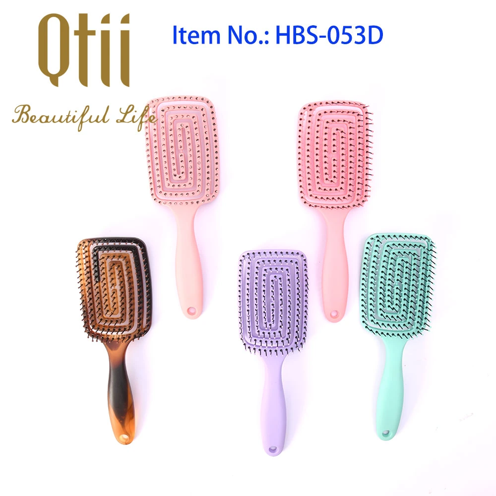 Wholesale Quick Blow Drying Curved Vented Detangling Hair Brush with Flexible Ball-Tipped Pins