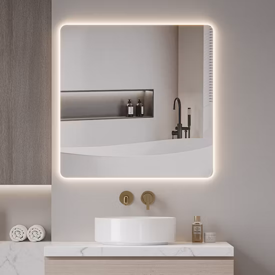 Wholesale Home Decoration Wall Hung Glass Mirrors Smart Home LED Bathroom Furniture Mirror