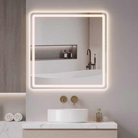Wholesale Home Decoration Wall Hung Glass Mirrors Smart Home LED Bathroom Furniture Mirror