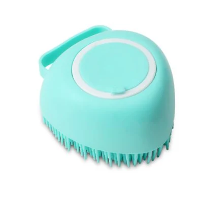 2022 Blue Pet Shampoo Massager Scrubber Shower Silicone Hair Brush Multifunction Pet Silicone Soft Grooming Round Brush
