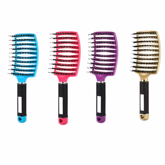 Vent Curved Boar Bristle Plastic Detangling Tangle Hair Brush Comb