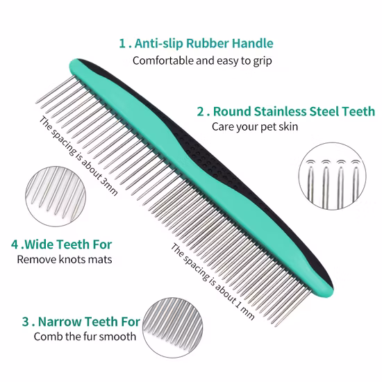 Wholesale Pet Self-Clean Hair Professional Pet Grooming Brush Long Tooth Undercoat Pet Flea Comb Dog and Cat Nail Clipper Set Dematting Comb for Pets Grooming