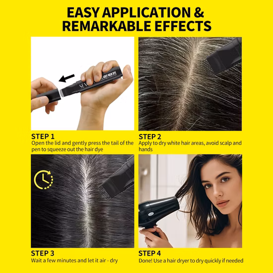Temporary Hair Dye Cover Gray Roots Private Label Hair Root Touch up Pen Grey Hair Dye Brush